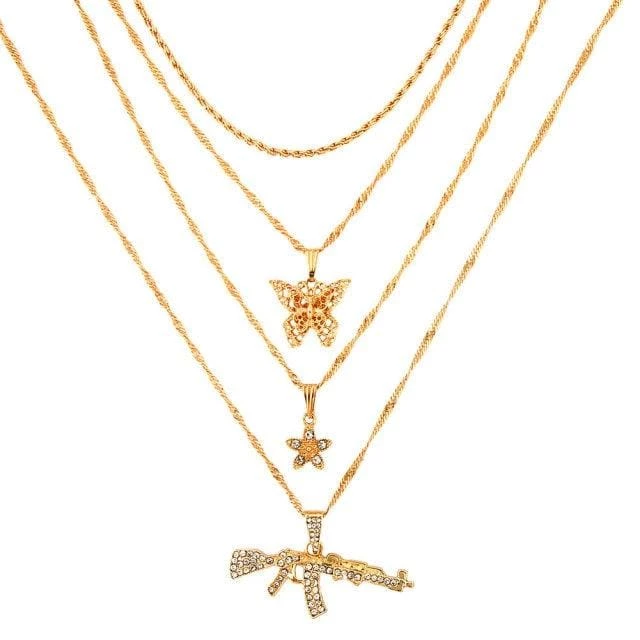 Cheapest ๐งจ Streetgarm NEW AK47 Layered Necklace Sets โ๏ธ 3 Streetgarm NEW AK47 Layered Necklace Sets