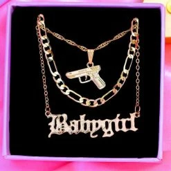 Streetgarm NEW Bad Girl Pistol Necklace Set