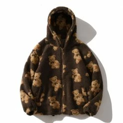 Coupon 🧨 Streetgarm NEW Bear Print Sherpa Zip Hoodie ✔️ 19 Streetgarm NEW Bear Print Sherpa Zip Hoodie