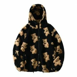 Streetgarm NEW Bear Print Sherpa Zip Hoodie