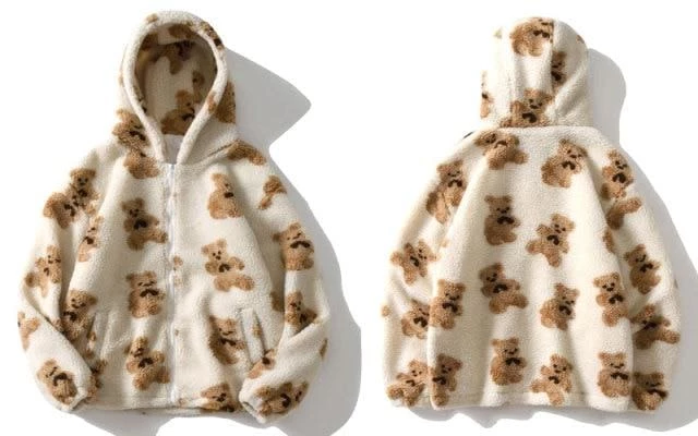 Coupon 🧨 Streetgarm NEW Bear Print Sherpa Zip Hoodie ✔️ 9 Streetgarm NEW Bear Print Sherpa Zip Hoodie