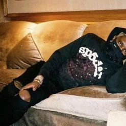 Streetgarm Black Sp5der Worldwide Hoodie