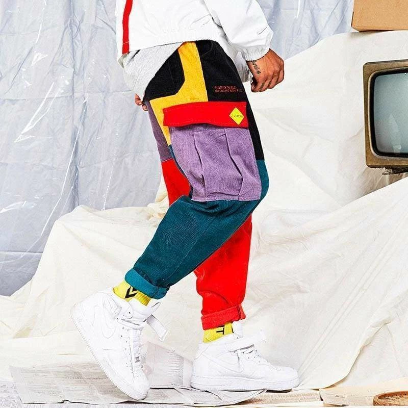 Best Pirce 👏 Streetgarm Block Patchwork Cargo Pants NEW ❤️ 7 Streetgarm Block Patchwork Cargo Pants NEW