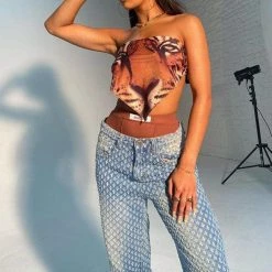 Streetgarm SALE Blue Baggy Boyfriend Pulled Fabric Jeans