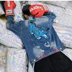 Buy ๐ Streetgarm Blue Tiger Denim Jacket NEW ๐ฅ 19 Streetgarm Blue Tiger Denim Jacket NEW