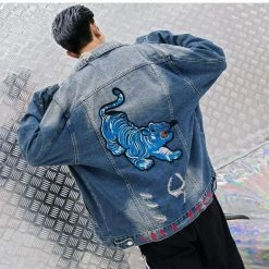 Buy ๐ Streetgarm Blue Tiger Denim Jacket NEW ๐ฅ 17 Streetgarm Blue Tiger Denim Jacket NEW