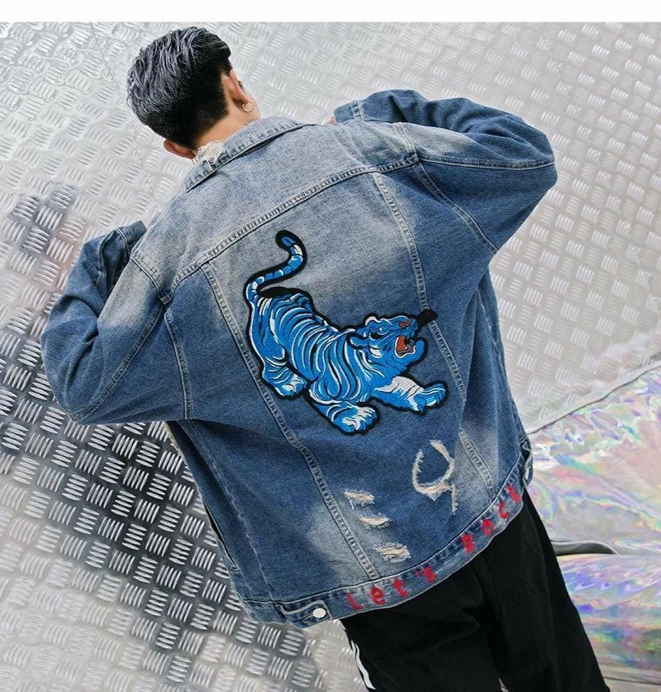 Buy ๐ Streetgarm Blue Tiger Denim Jacket NEW ๐ฅ 8 Streetgarm Blue Tiger Denim Jacket NEW