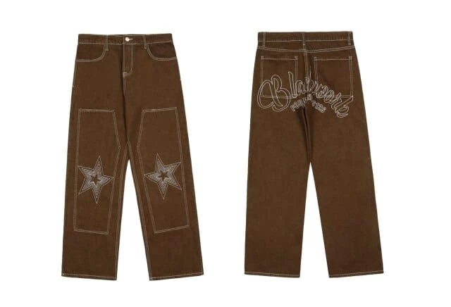 Discount 🎉 Streetgarm Brown Star Loose Denim 👖 Jeans NEW ✔️ 4 Streetgarm Brown Star Loose Denim Jeans NEW