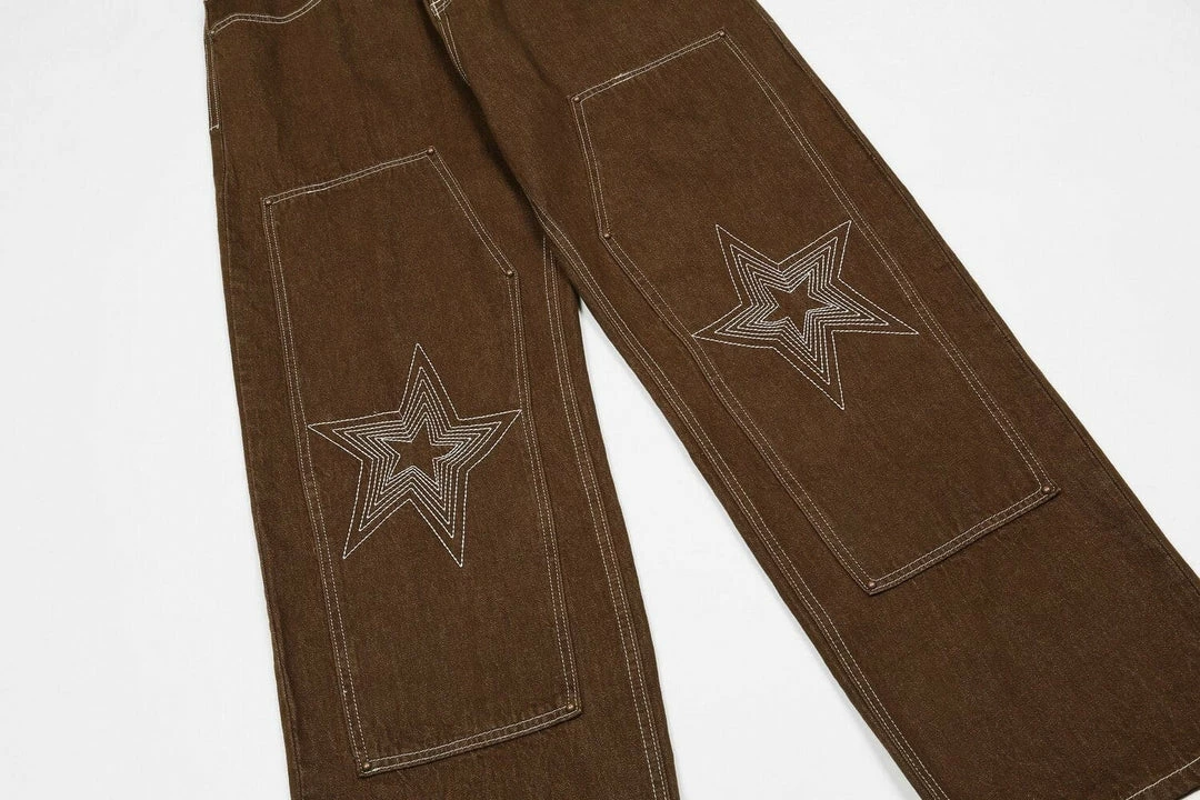Discount 🎉 Streetgarm Brown Star Loose Denim 👖 Jeans NEW ✔️ 7 Streetgarm Brown Star Loose Denim Jeans NEW