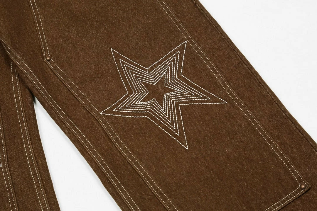 Discount 🎉 Streetgarm Brown Star Loose Denim 👖 Jeans NEW ✔️ 5 Streetgarm Brown Star Loose Denim Jeans NEW