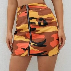 Streetgarm Camo Mini Skirt - Orange