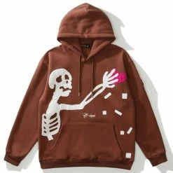 Streetgarm Cartoon Skeleton Heart Hoodie NEW