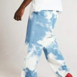 Streetgarm Cloud Print Loose Denim Pants