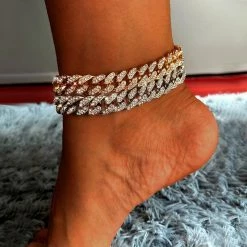 Streetgarm Diamond Cuban Link Chain Anklet NEW