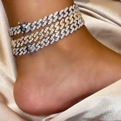 Streetgarm Diamond Cuban Link Chain Anklet NEW