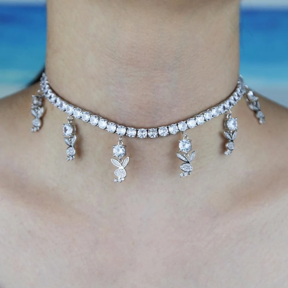 Discount ๐ฏ Streetgarm Diamond Playboy Rabbit Tennis Choker NEW โค๏ธ 7 Streetgarm Diamond Playboy Rabbit Tennis Choker NEW