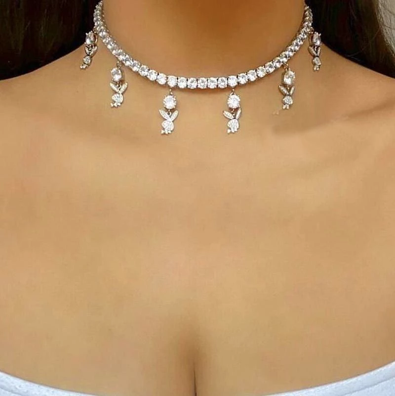 Discount ๐ฏ Streetgarm Diamond Playboy Rabbit Tennis Choker NEW โค๏ธ 5 Streetgarm Diamond Playboy Rabbit Tennis Choker NEW