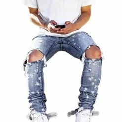 Streetgarm Distressed Snow Wash Paint Denim Jeans NEW