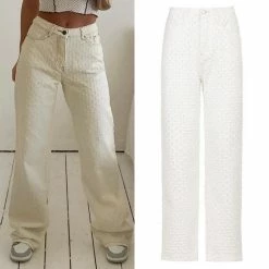 Streetgarm Ecru Pulled Distressed Slouchy Jeans