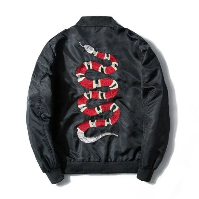 Wholesale 👍 Streetgarm Embroidered King Snake Bomber Jacket NEW ⌛ 6 Streetgarm Embroidered King Snake Bomber Jacket NEW