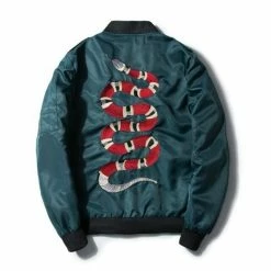 Wholesale 👍 Streetgarm Embroidered King Snake Bomber Jacket NEW ⌛ 14 Streetgarm Embroidered King Snake Bomber Jacket NEW
