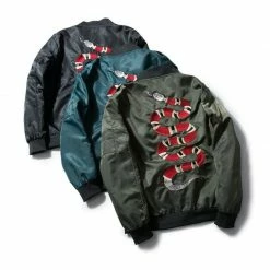 Streetgarm Embroidered King Snake Bomber Jacket NEW