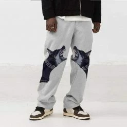 Streetgarm NEW Fashion Dog Print Wide-leg Pants