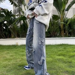 Streetgarm Fashion Patchwork Wide Leg Jeans