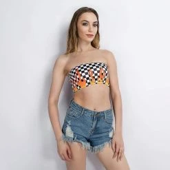 Streetgarm NEW Fire Checkerboard Tube Top