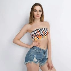 Streetgarm NEW Fire Checkerboard Tube Top