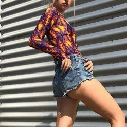 Streetgarm NEW Flame Print Mesh Crop Top