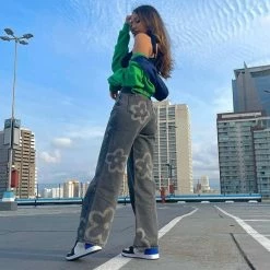 Streetgarm Floral Heat Print High Waist Jeans