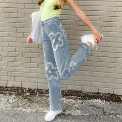 Streetgarm Floral Heat Print High Waist Jeans