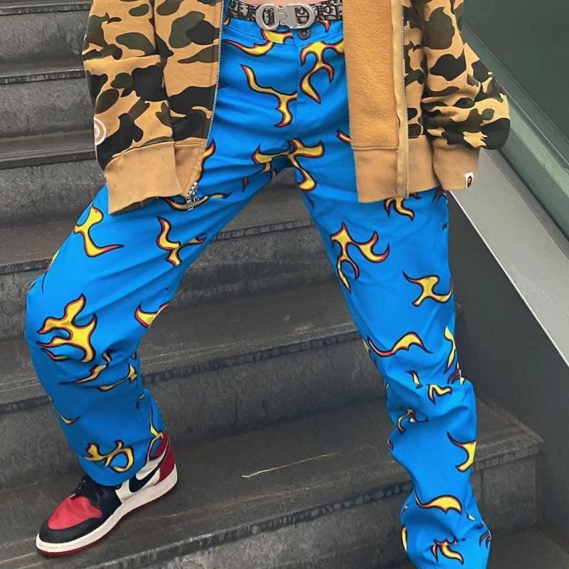 Best Pirce 👏 Streetgarm NEW Golf Blue Flame Pants 👏 4 Streetgarm NEW Golf Blue Flame Pants