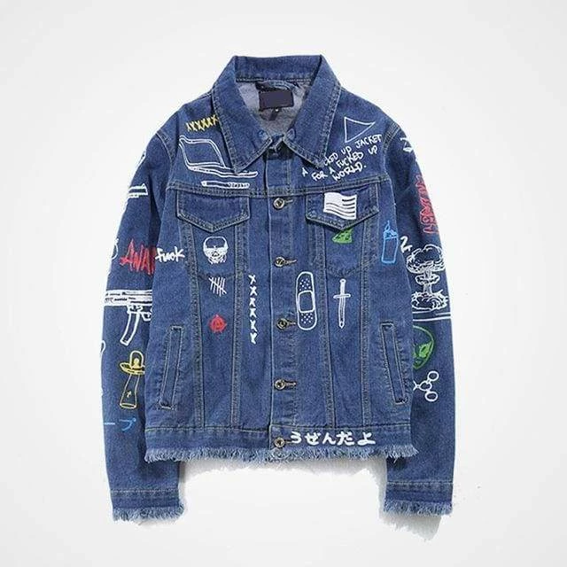 Cheapest ๐ Streetgarm Graffiti Denim Jacket ๐ 5 Streetgarm Graffiti Denim Jacket