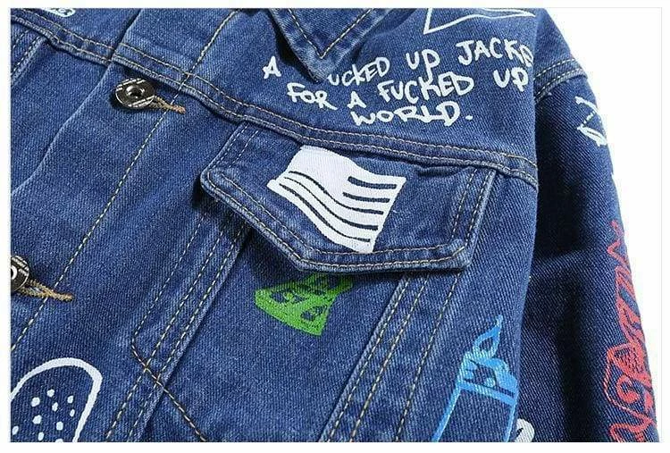 Cheapest ๐ Streetgarm Graffiti Denim Jacket ๐ 9 Streetgarm Graffiti Denim Jacket