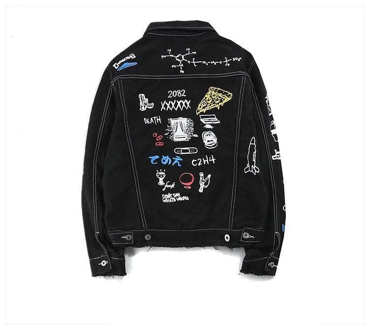 Cheapest ๐ Streetgarm Graffiti Denim Jacket ๐ 4 Streetgarm Graffiti Denim Jacket