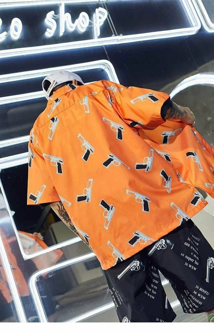 Deals ๐ Streetgarm Gun Print ๐ Shirt NEW ๐ 8 Streetgarm Gun Print Shirt NEW