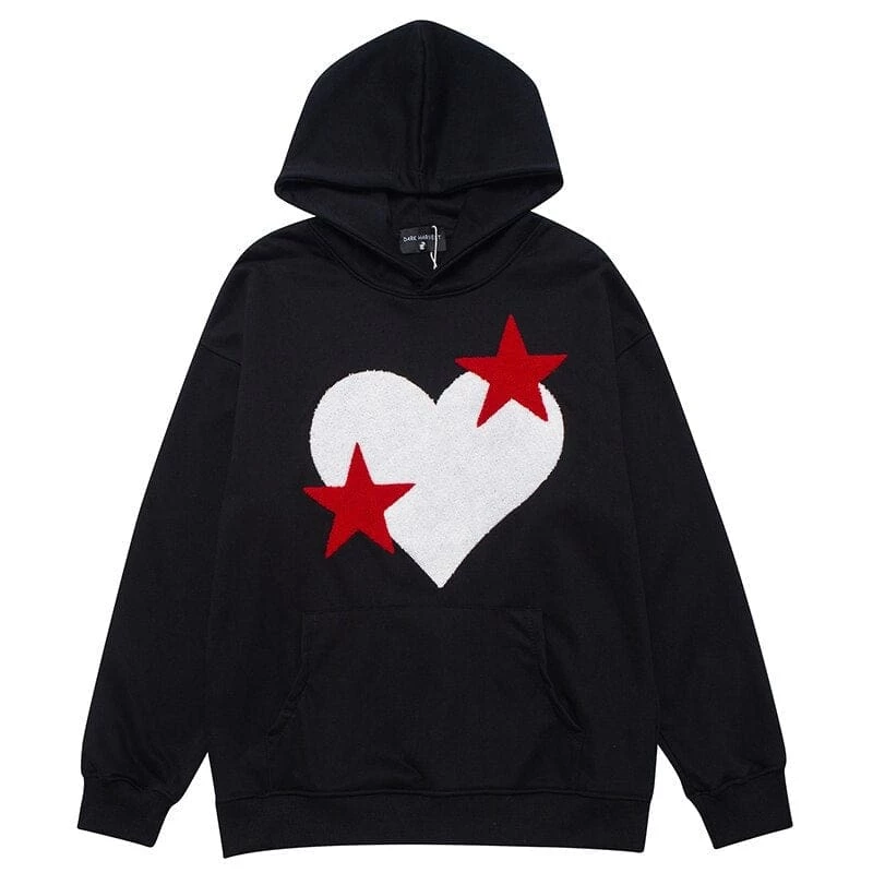 Buy ๐ Streetgarm NEW Heart And Star Embroidered Hoodie โจ 3 Streetgarm NEW Heart And Star Embroidered Hoodie