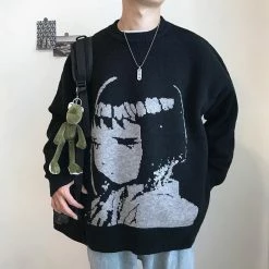 Streetgarm Japanese Anime Cartoon Print Knitted Sweater NEW