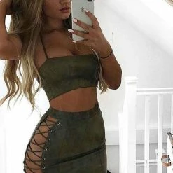 Streetgarm Lace Suede Two Piece