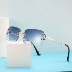 Streetgarm Large Square Rimless Sunglasses