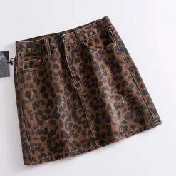 Streetgarm Leopard Print Denim Skirt NEW