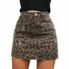 Streetgarm Leopard Print Denim Skirt NEW