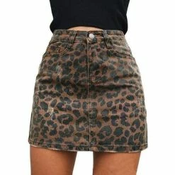 Streetgarm Leopard Print Denim Skirt NEW