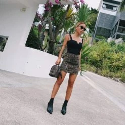 Streetgarm Leopard Print Denim Skirt NEW