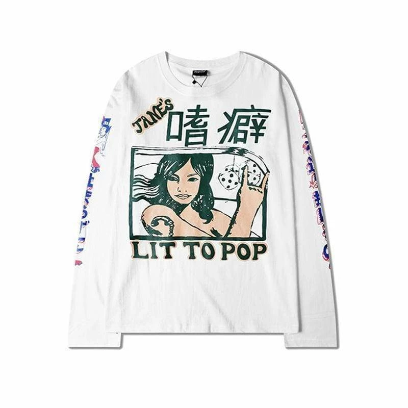 Budget ๐ Streetgarm Lit To Pop Long-sleeve T-Shirt ๐งจ 3 Streetgarm Lit To Pop Long-sleeve T-Shirt