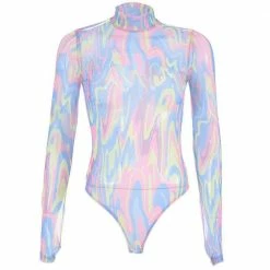 Streetgarm Marble High Neck Mesh Bodysuit NEW