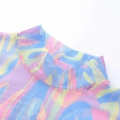 Streetgarm Marble High Neck Mesh Bodysuit NEW