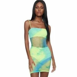 Streetgarm Neon Fishnet Dress - Green